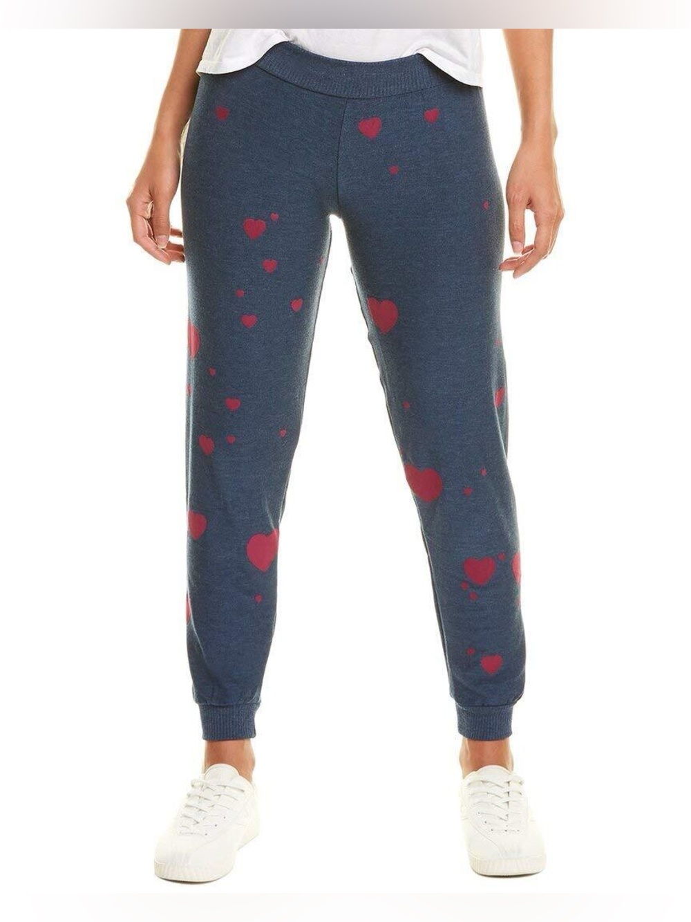 NWT Anthropologie Chaser Women’s Navy Heart-Print Jogger Pants Sz S